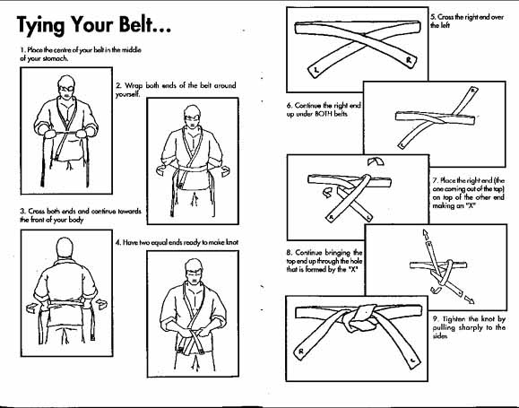 What is the proper way to tie my belt? See this helpful diagram. back to top What is the proper way to tie my belt? See this helpful diagram. back to top